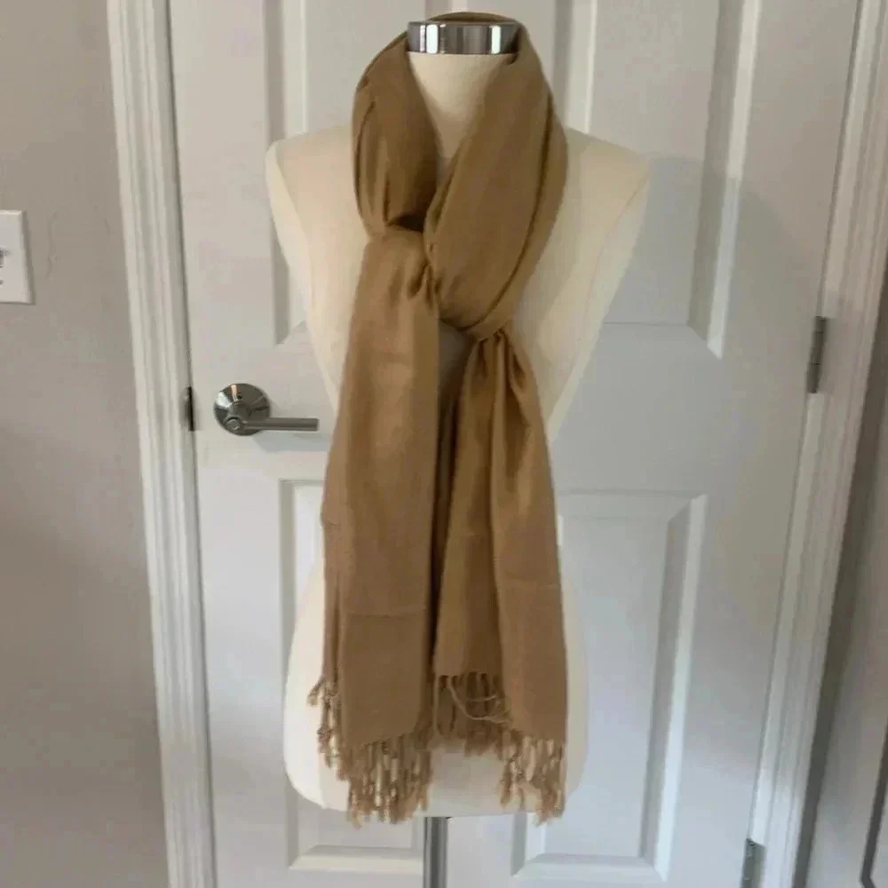 Camel pashmina wrap/scarf 30% silk